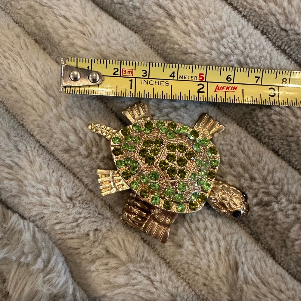 Gold and Green Turtle Ring - adjustable